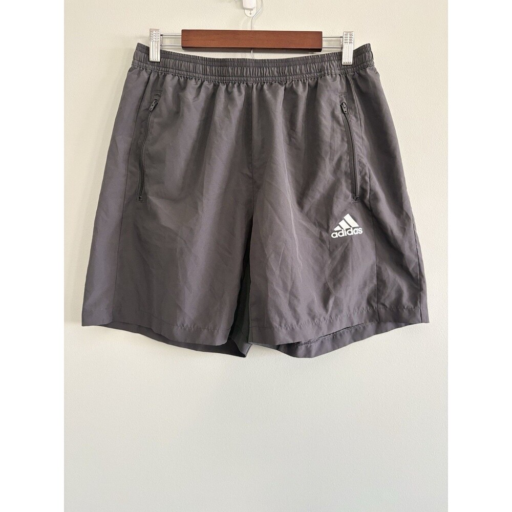 Adidas Aeroready Shorts Inseam 7" Large Gray Athletic Gym Training Zip Pockets